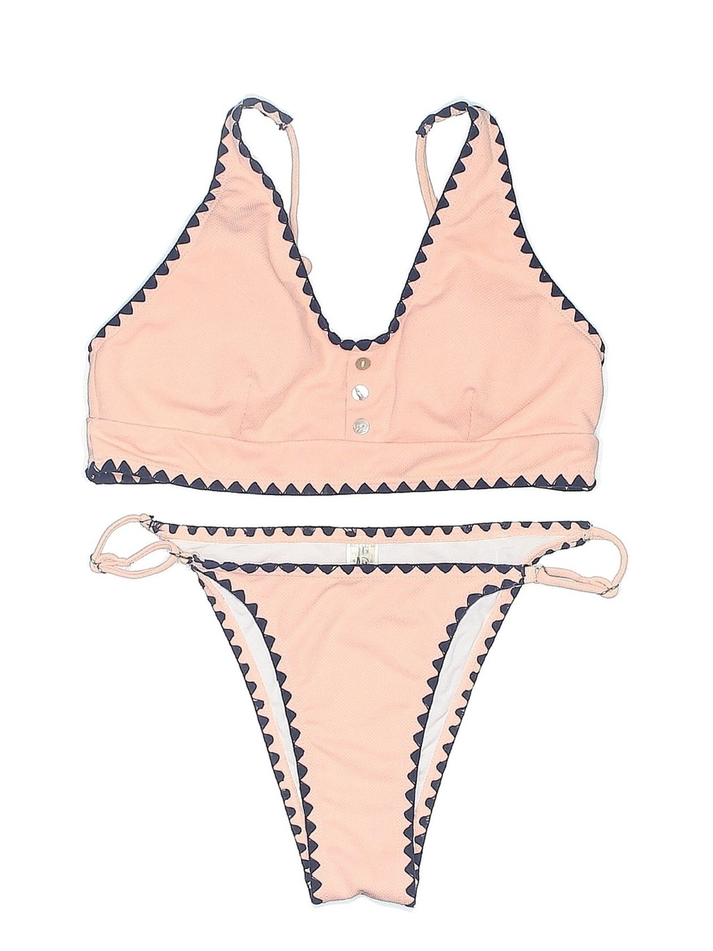 Peach Scallop-Trim Bikini Set - Women Swim